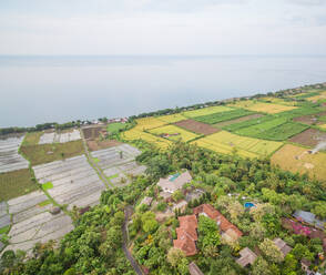 Luftaufnahme des Landwirtschafts- und Wohngebiets von Kecamatan Buleleng, Bali. - AAEF04332