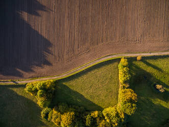 Luftaufnahme eines neuen Bodens, der für die Landwirtschaft vorbereitet wird, Niederlande. - AAEF04420