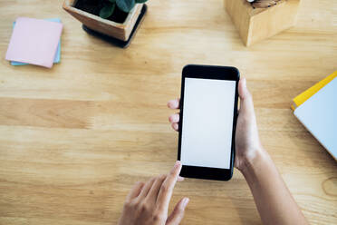 Close up of man hand holding smart phone. - CAVF63732