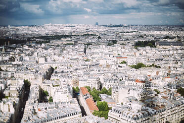 Aerial view to Paris from Eiffel tower in a cloudy day - CAVF63795