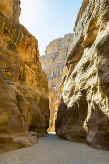 The Siq slot canyon entrance to Petra Archeological Park, Jordan - CAVF64331