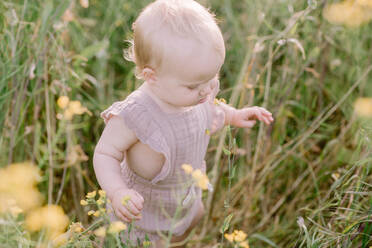 Baby Girl erkundet die Natur im Sommer - CAVF64486