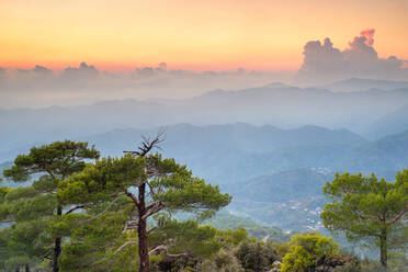 Tro√∂dos mountains landscape at sunset, Pano Platres, Cyprus - CAVF64674