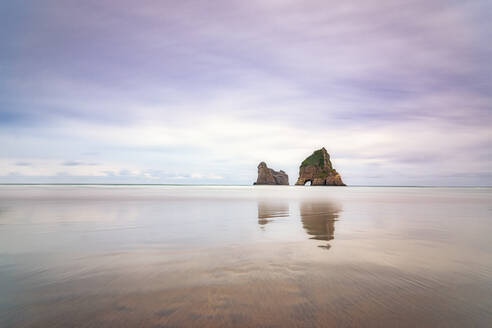 Neuseeland, Südinsel, Wharariki Beach, Archway Islands, Felsformationen im Meer - SMAF01520