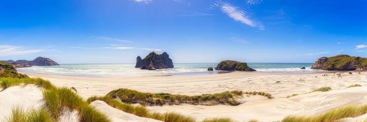Neuseeland, Südinsel, Blick auf den Strand von Wharariki - SMAF01541