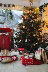 Weihnachtsbaum im Wohnzimmer - JOHF02254