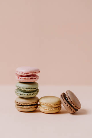 Macaroons on pink background stock photo