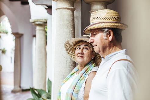 Senior tourist couple in a village, El Roc de Sant Gaieta, Spain - MOSF00038