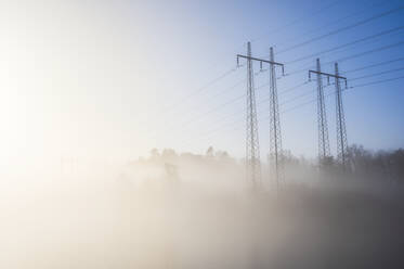 Electricity pylons in fog - JOHF03389