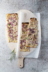 Vegan tarte flambee with smoked tofu and onions - MYF02173