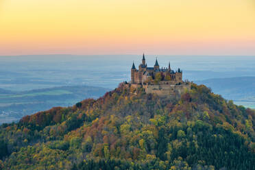 Burg Hohenzollern Castle at sunset, Baden-W√ºrttemberg, Germany - CAVF65228