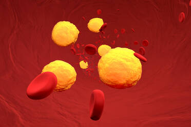 3D rendered Illustration, Cholesterol in the blood stream - SPCF00480