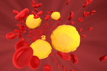 3D gerenderte Illustration, Cholesterin im Blutkreislauf - SPCF00481