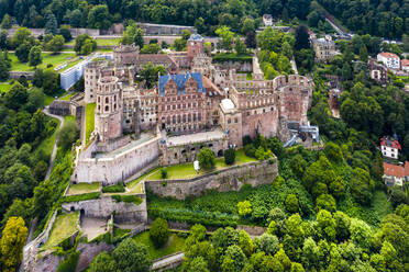 Germany, Baden-Wurttemberg, Heidelberg, Aerial view of Heidelberg Castle in summer - AMF07369