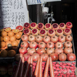 Display of variety of fruit on fruit-stall, Istanbul, Turkey - ISF22472