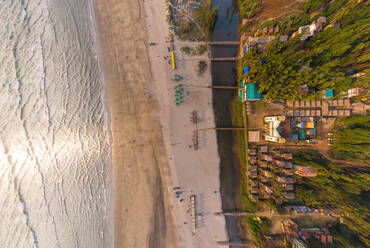 Aerial view above of beach, North Goa, India - AAEF04743