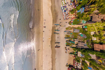 Aerial view above of beach, North Goa, India - AAEF04744