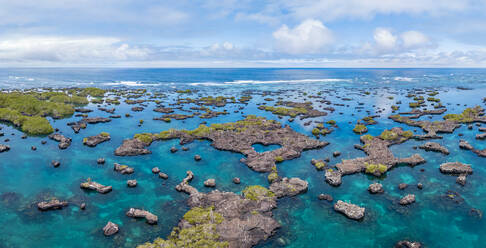 Aerial view of island archipelagos at Galapagos. - AAEF04845