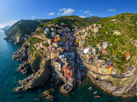 Panoramaluftaufnahme von Riomaggiore, Italien - AAEF04997