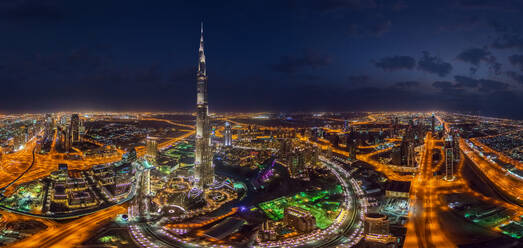 Aerial view of Dubai downtown during the night, UAE - AAEF05013