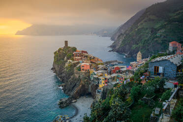 Aerial view of Vernazza cityscape, Italy. - AAEF05093