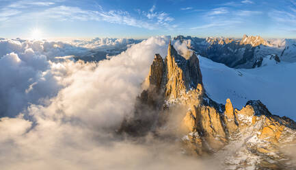 Aerial view of observation tower at the pick of Mont Blanc, Italy-France - AAEF05135