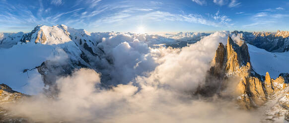 Aerial view of observation tower at the pick of Mont Blanc, Italy-France - AAEF05136