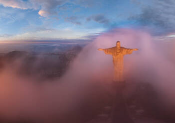 Aerial view of Christ the Redeemer Statue, Rio de Janeiro, Brazil - AAEF05181