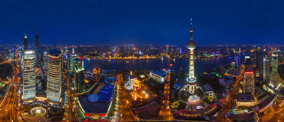 Aerial view of the city Shanghai during the night, China - AAEF05268