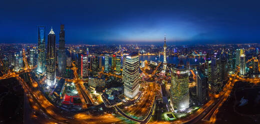 Aerial view of the city Shanghai during the night, China - AAEF05271