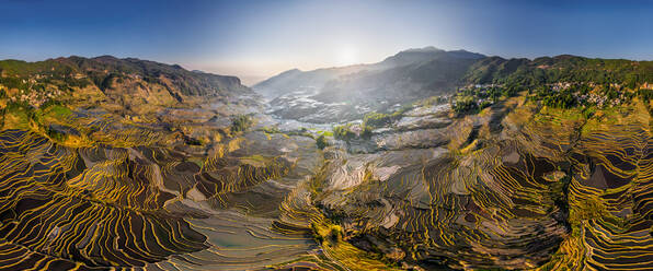 Panoramic aerial view of the Yuanyang Hani Rice Terraces, China - AAEF05295