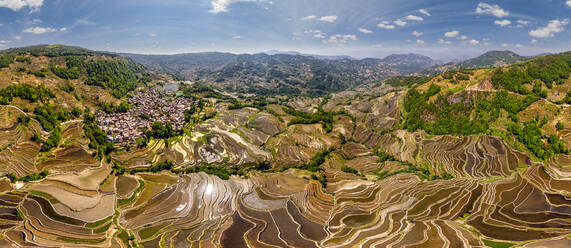 Panoramic aerial view of the Yuanyang Hani Rice Terraces, China - AAEF05298