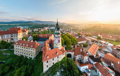 Aerial view of Ceský Krumlov Castle, Czech Republic. - AAEF05323