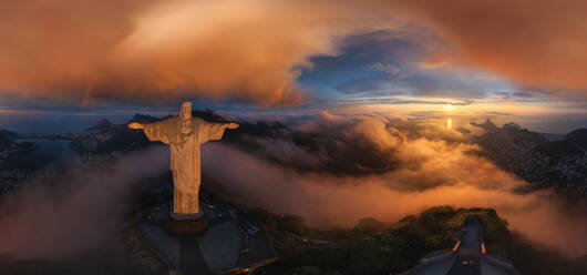 Aerial view of Christ the Redeemer Statue, Rio de Janeiro, Brazil - AAEF05451