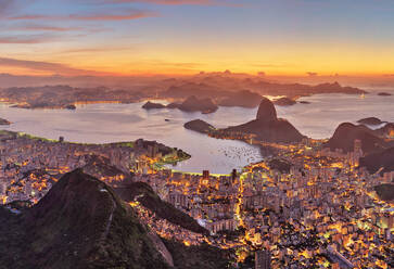 Aerial view of Rio de Janeiro during scenic sunset, Brazil - AAEF05472