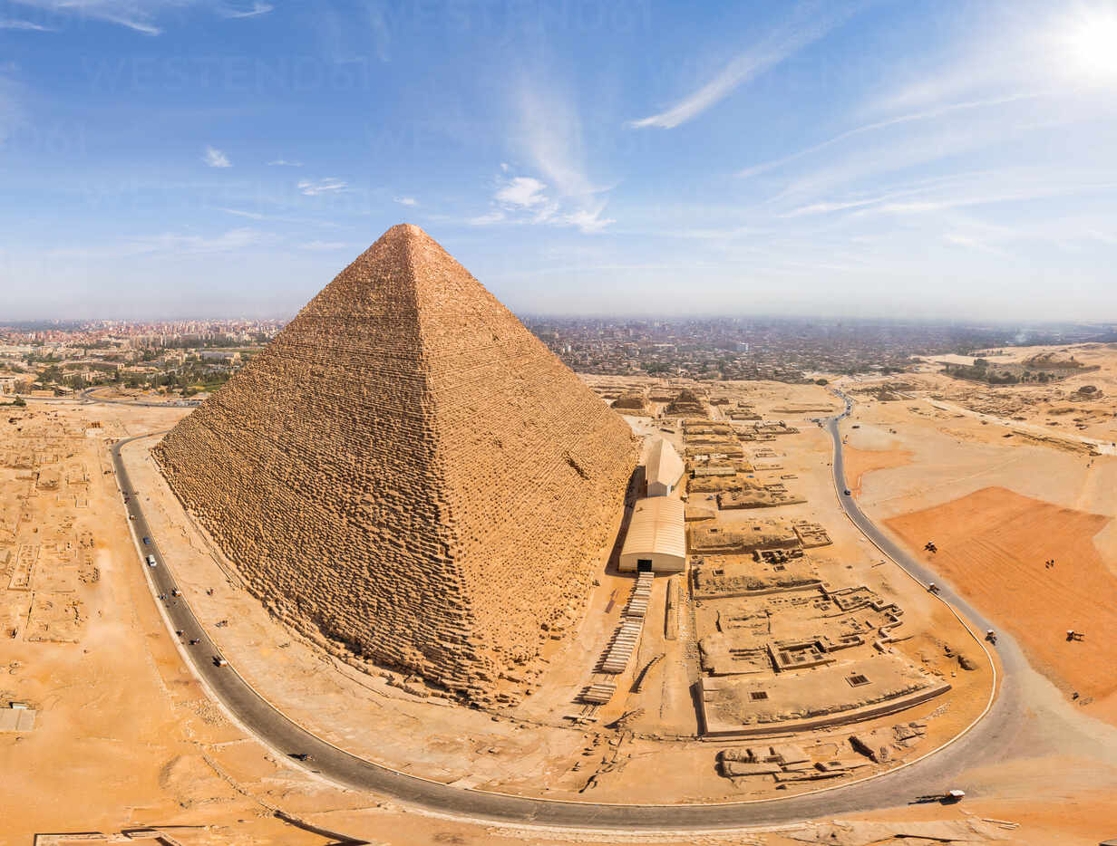 Panoramic Aerial View Of The Great Pyramids Of Giza In Egypt AAEF05545 