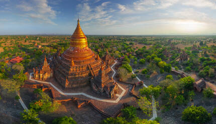 Aerial view of Dhammayazika Pagoda. Bagan, Myanmar - AAEF05586