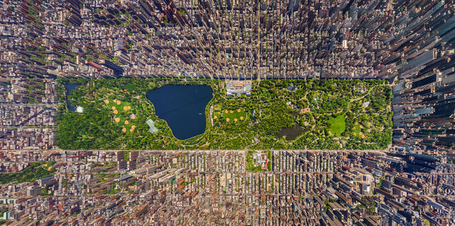 Aerial view above the central park at Manhattan, New York, USA - AAEF05625