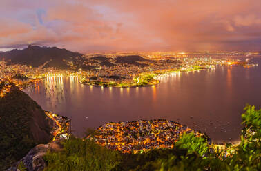 Panoramic aerial view of Rio de Janeiro during the night, Brazil - AAEF05673