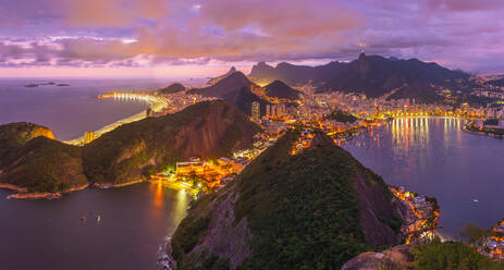 Panoramic aerial view of Rio de Janeiro during the night, Brazil - AAEF05676