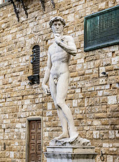 David-Statue, Piazza della Signoria, Florenz, UNESCO-Weltkulturerbe, Toskana, Italien, Europa - RHPLF12354