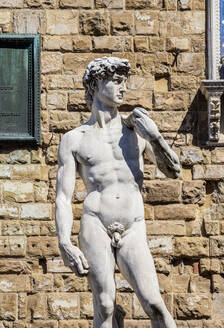 David-Statue, Piazza della Signoria, Florenz, UNESCO-Weltkulturerbe, Toskana, Italien, Europa - RHPLF12355