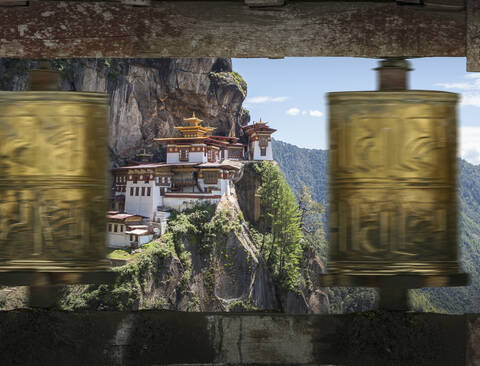 Tiger's Nest, buddhistisches Kloster in der Nähe von Paro, Bhutan, lizenzfreies Stockfoto