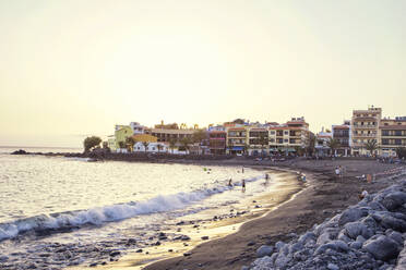 Village Playa and beach in the evening, Valle Gran Grey, La Gomera, Canary Islands, Spain - MAMF00916