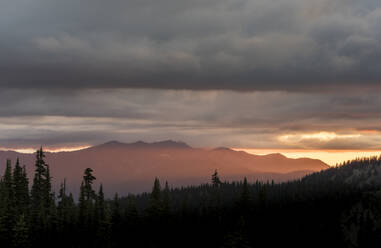 Abendlicht auf Berggipfeln, Blick vom Hurricane Ridge, Olympic National Park, UNESCO-Weltkulturerbe, Bundesstaat Washington, Vereinigte Staaten von Amerika, Nordamerika - RHPLF12454