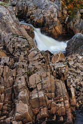 Rock formations and waterfall, Senja, Norway, Scandinavia, Europe - RHPLF12515