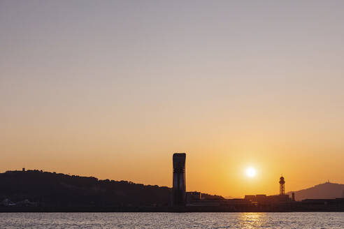 Panoramic view of the city Barcelona at sunset, Spain - MOSF00116