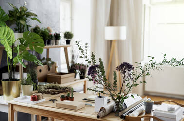 Potted plants and accessories on table - HAPF03006