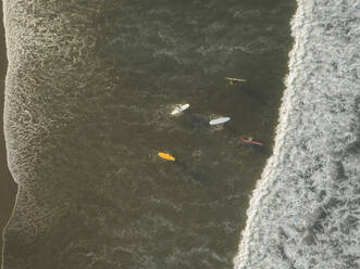 Aerial view of surfers at the beach - CAVF66080