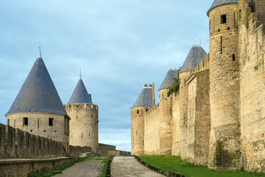 Fortified Walls Towers Carcassonne, Languedoc-Roussillon, France - CAVF66355